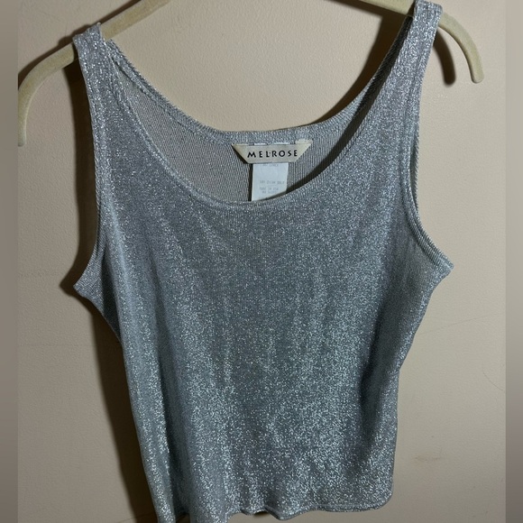 Silver Melrose Lurex Y2K Tank shimmer size M - Picture 1 of 4